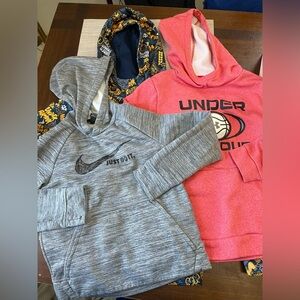 Lot of boys size 8/10 underarmour and nike hoodies